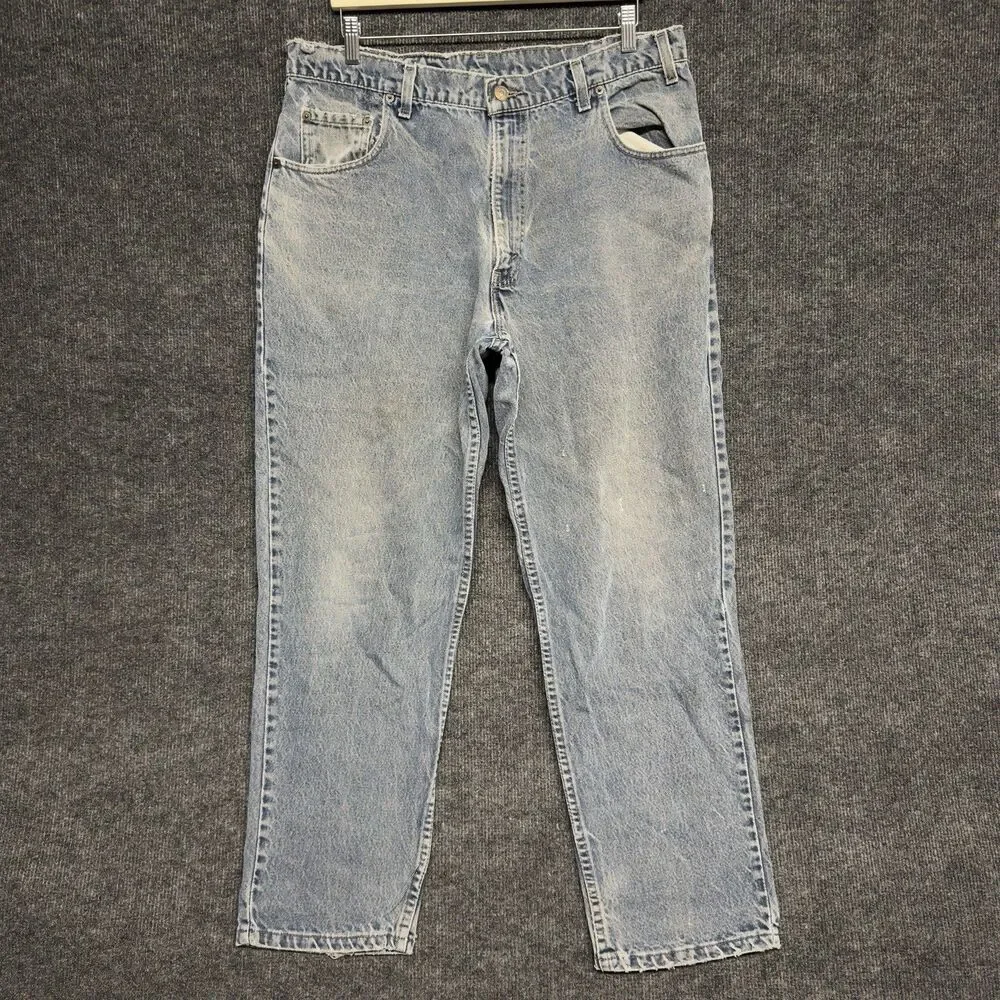VTG 90s Levis 545 Relaxed Loose Fit Jeans Mens 38x30 Blue USA Made Distressed